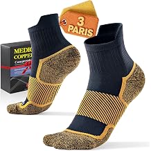 Next-Gen Copper Ankle Compression Socks 2030 mmHg for Women & Men 3 Pairs | Easy On | High Stretch | Soft | 28% Copper-Infused Fiber | Arch Support | Odor Control | Seamless Toe | Cushioned Toe & Heel