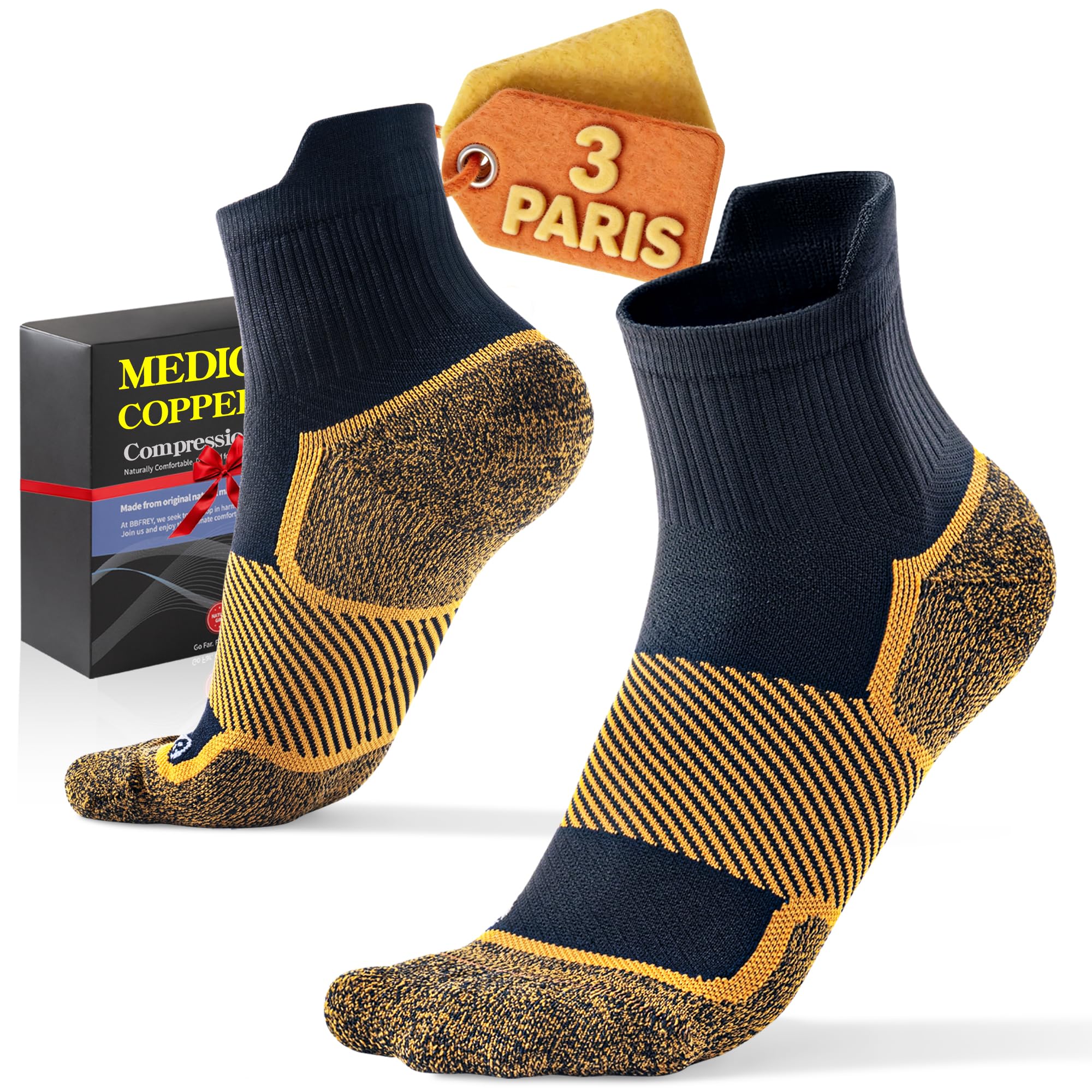 Medical Copper Compression Ankle Socks 20-30 mmHg for Women & Men (3 Pairs) - Firm Ankle Support for Circulation, Swelling, Odor Control, Athletic, Travel, Flying-image-31