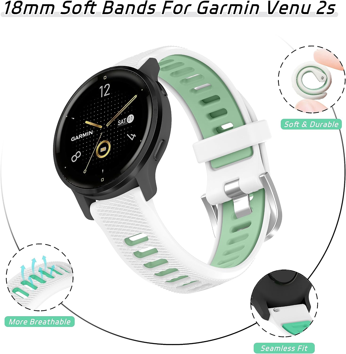 Bolesi Silicone Bands Compatible with Garmin Watch 18mm 20mm 22mm image 4
