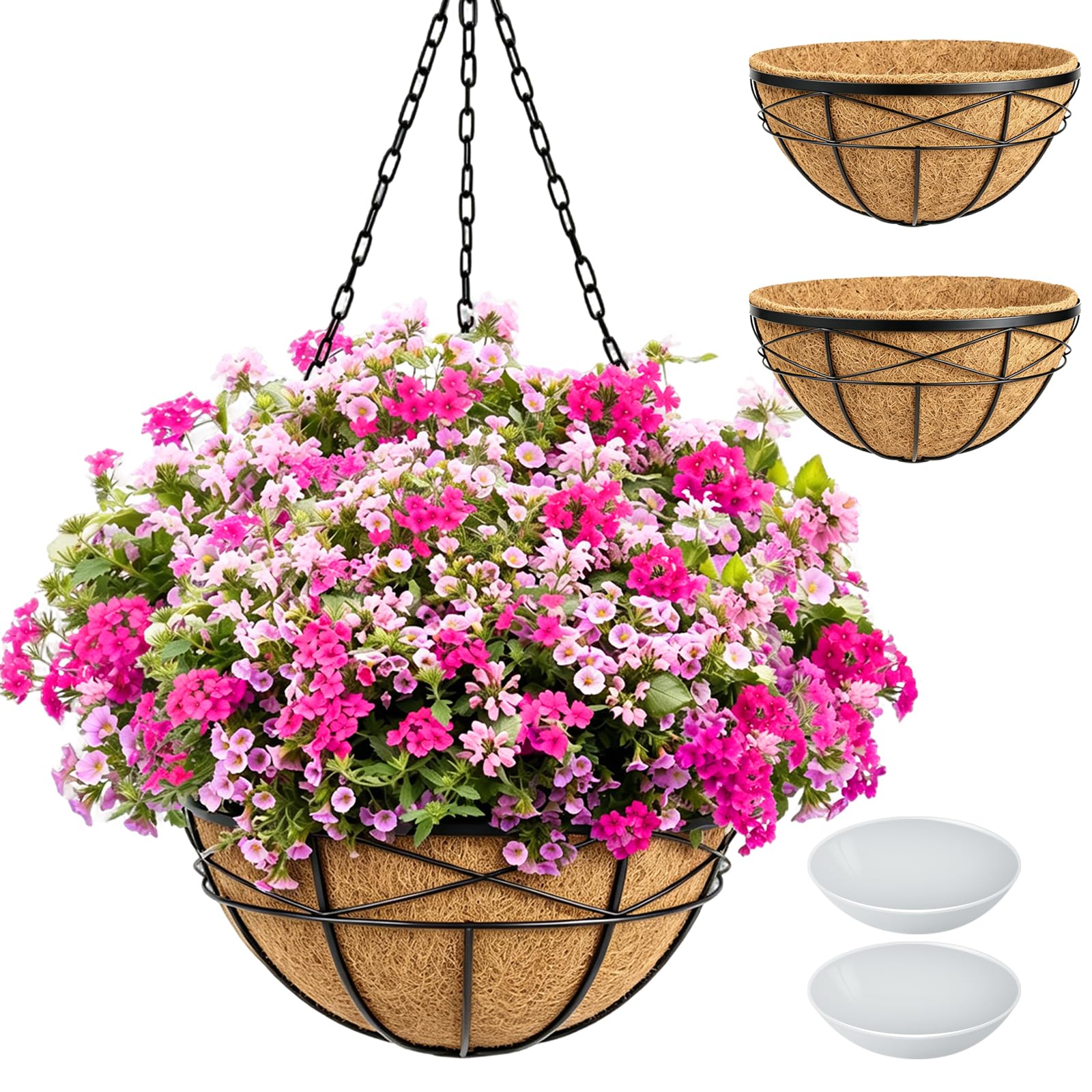 Karlliu extra large hanging planter with coco liner