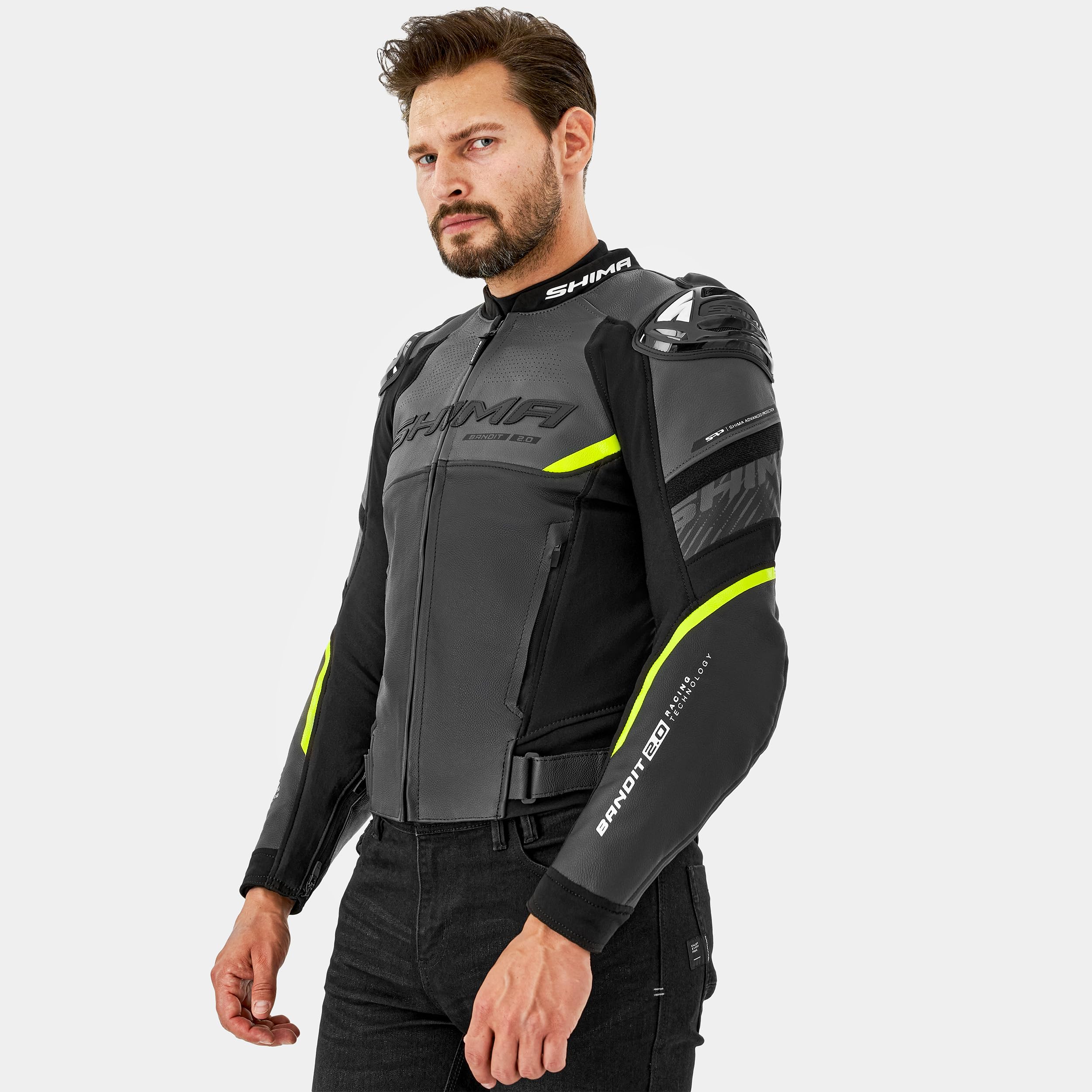 SHIMA Bandit 2.0 Motorrad Jacke Hose Herren mit Protektoren AirForce Rückenprotektor Leder Motorradkombi Sommer | Wetterfester Fahrkomfort