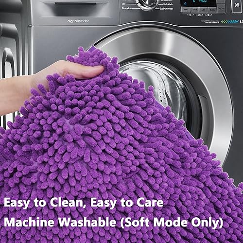 Miniatura 8 de Juego de 2 alfombras de baño de felpilla extra suave, ultra absorbente, alfombra de baño con parte inferior antideslizante de PVC resistente,