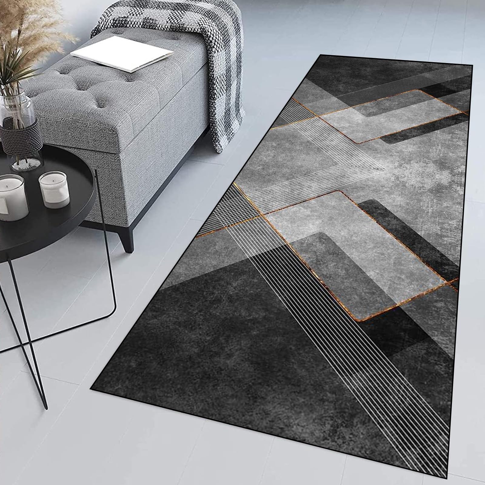 Alfombra pasillo de pelo corto y suave lavable con base de seguridad