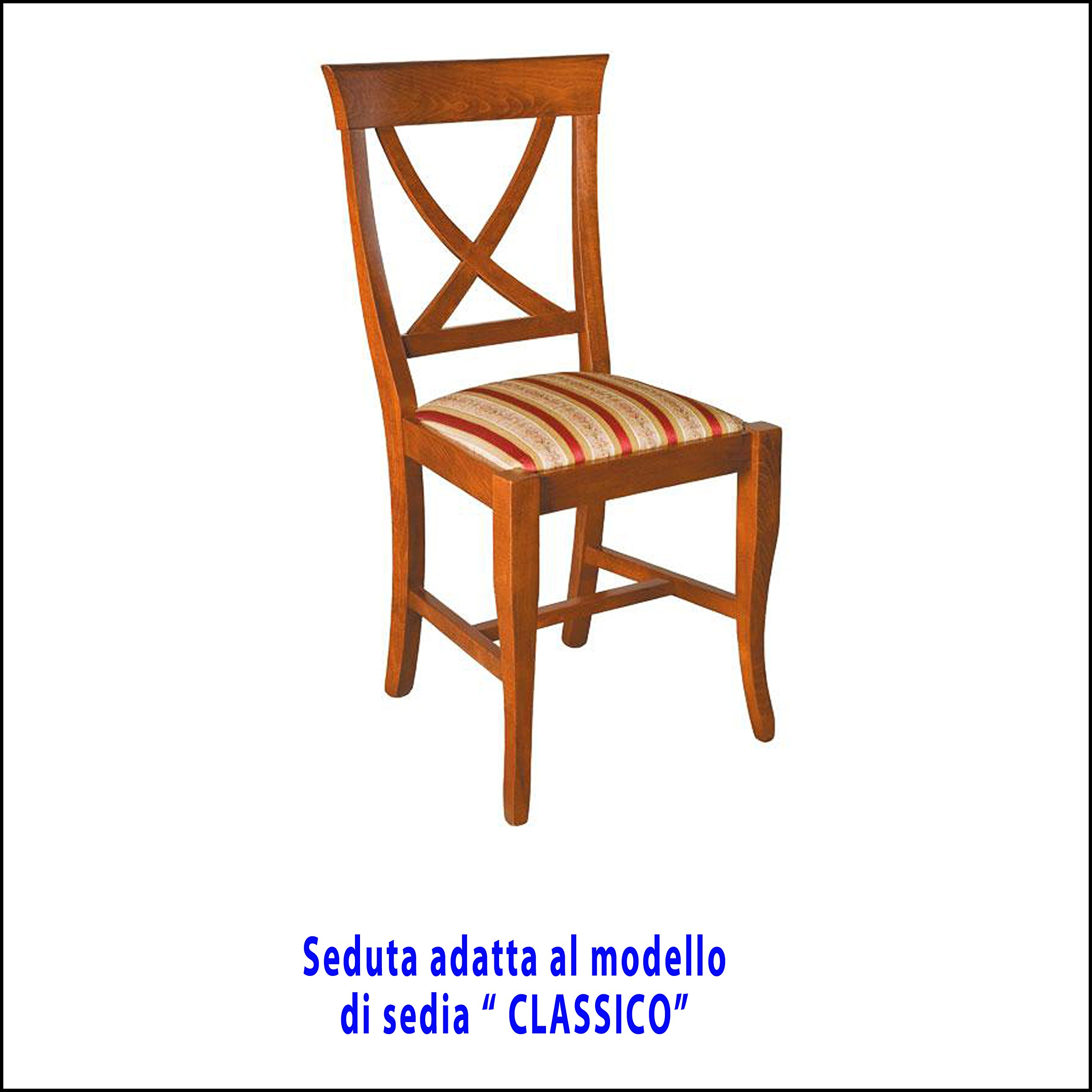 FacilCasa 2x Sedute in Stoffa per Sedie, Fondo Ricambio Seduta con Gommapiuma e Stoffa a Righe Rosso Stile Impero, con Telaio Legno Robusto (37,5x33 x h6) - Modello Classico