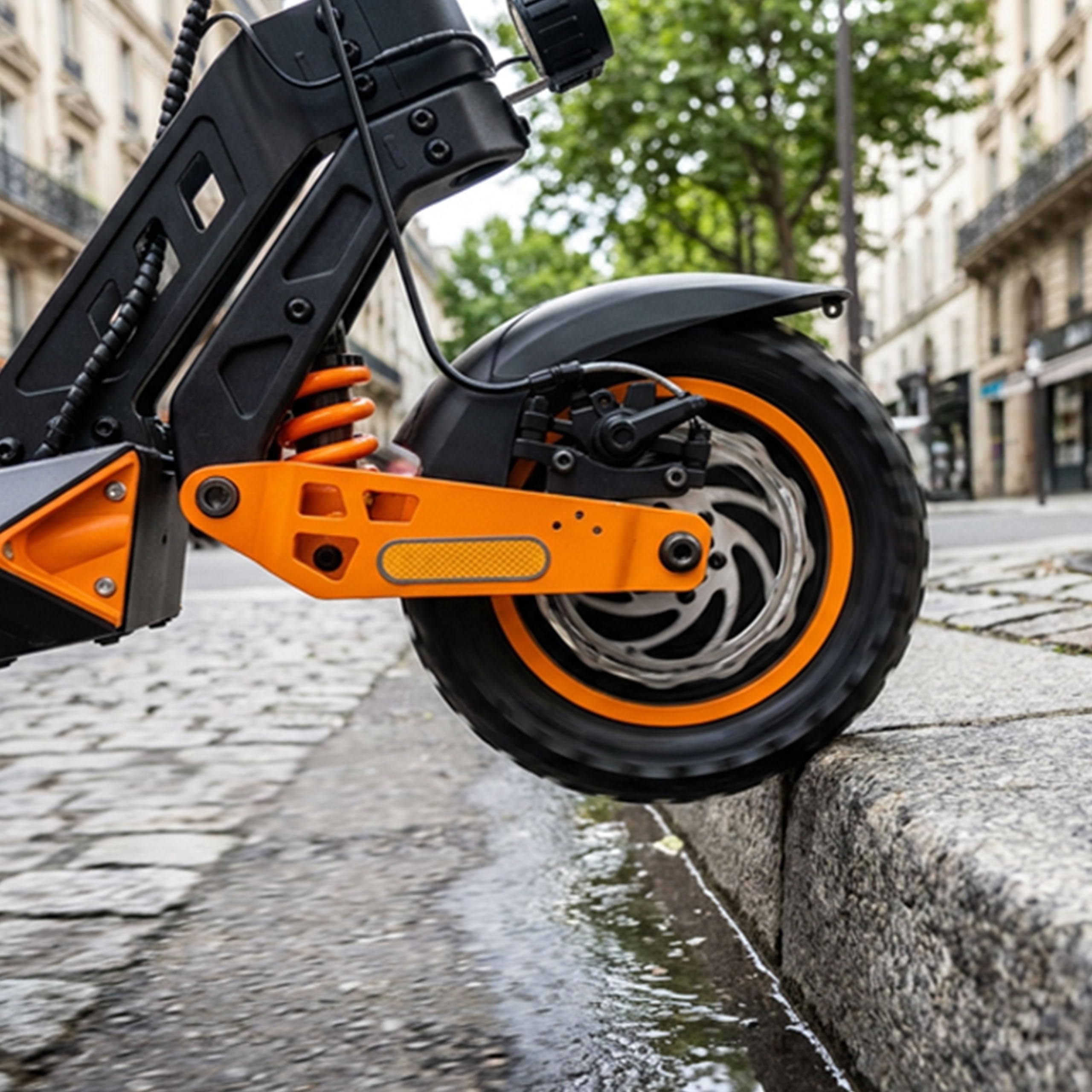 Patinete eléctrico Kamikaze K1 - Motor 1000 W, autonomía hasta 60 km, batería 48 V 15 Ah, velocidad limitada a 25 km/h, doble freno de disco, suspensión completa, neumáticos de 10", IPX5