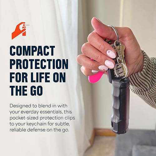 Miniatura 4 de Spray de Pimienta Mace - Fuerza Policial Máxima OC con Tinte UV, Tapa de Apertura Rápida, Agarre Ergonómico para los Dedos, Llavero Fácil de Spray