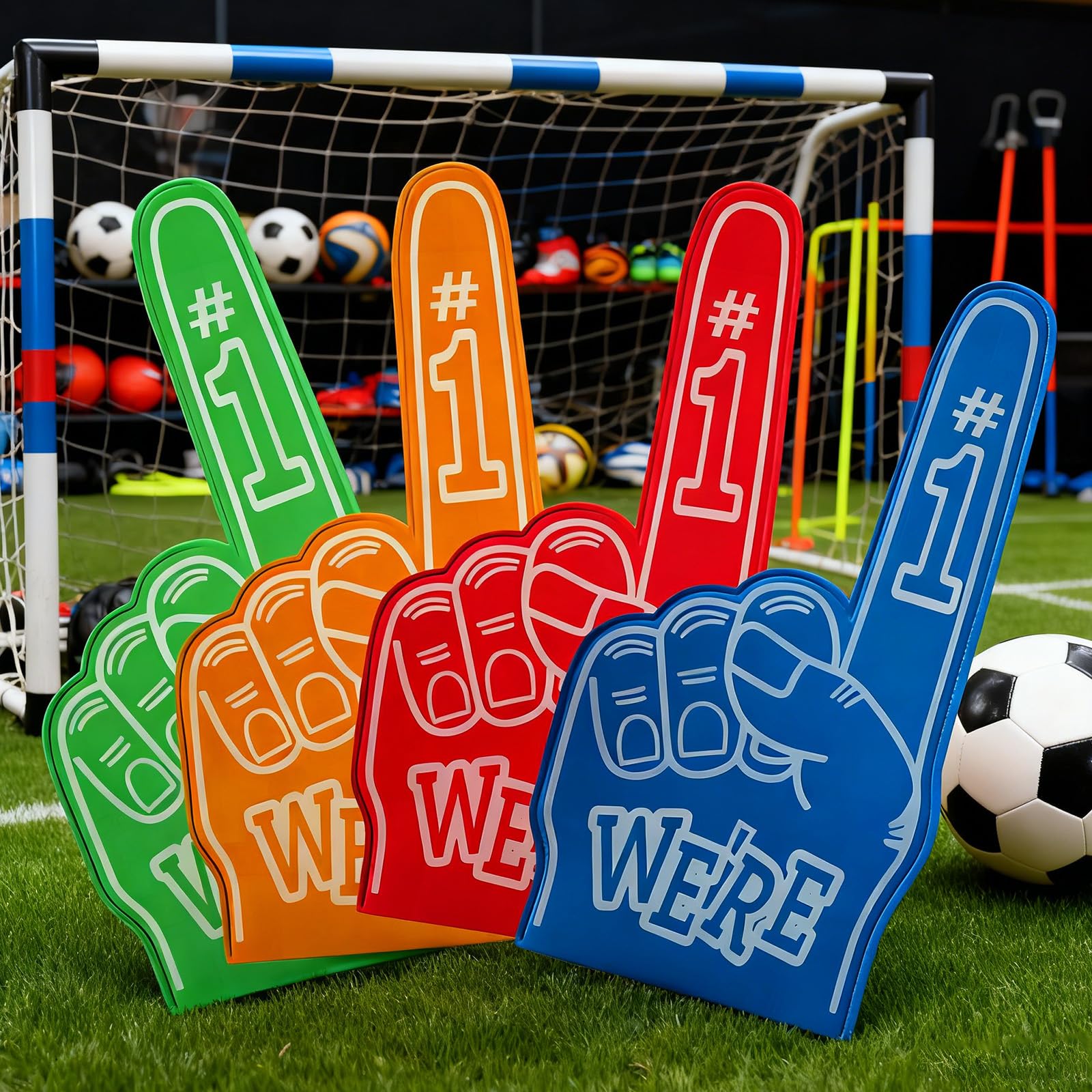 hommova 4 Pcs Gladiators Foam Finger, Number 1 Giant Foam Hand for Sports Events Party Games, 46 cm - Image 2