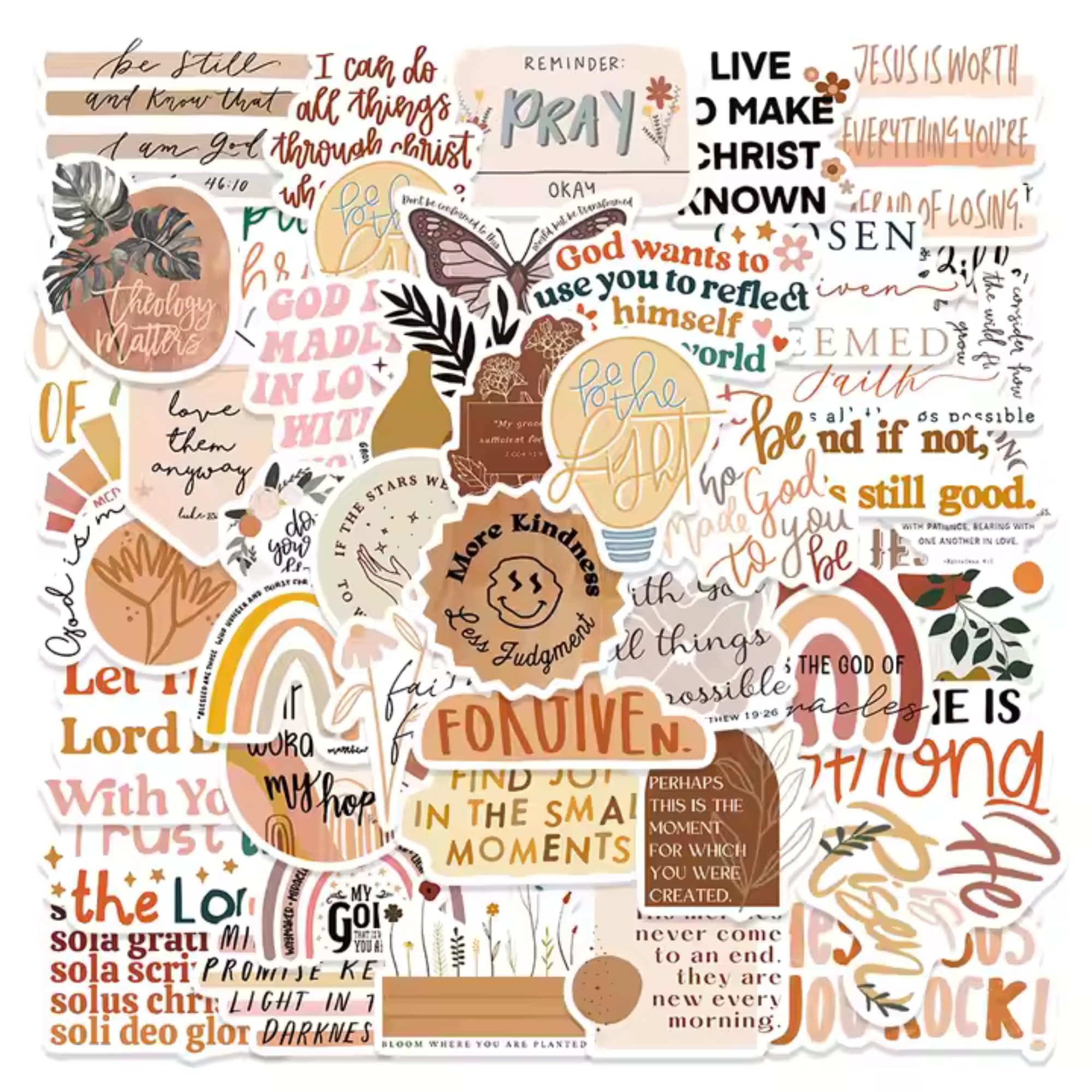 Bible Verse Stickers: Inspirational Christian Stickers for Easter Gifts, Women, Men, Teens - Perfect for Water Bottle, Laptop, Bible 50 Pcs