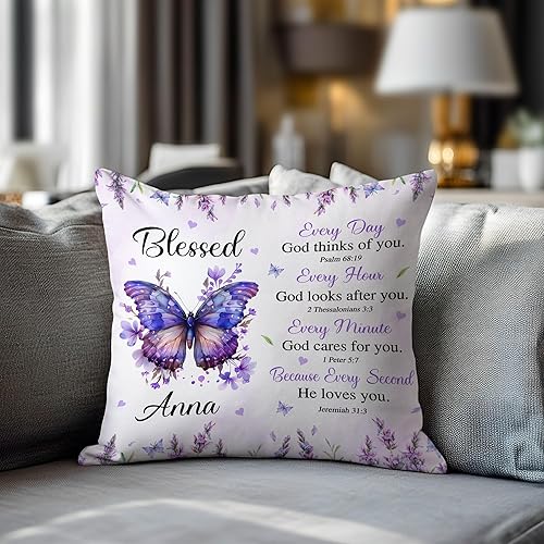 Miniatura 5 de Hyturtle Almohada religiosa personalizada con relleno, versículo de la Biblia cristiana, regalos de fe para mujeres, cojín cristiano inspirador para