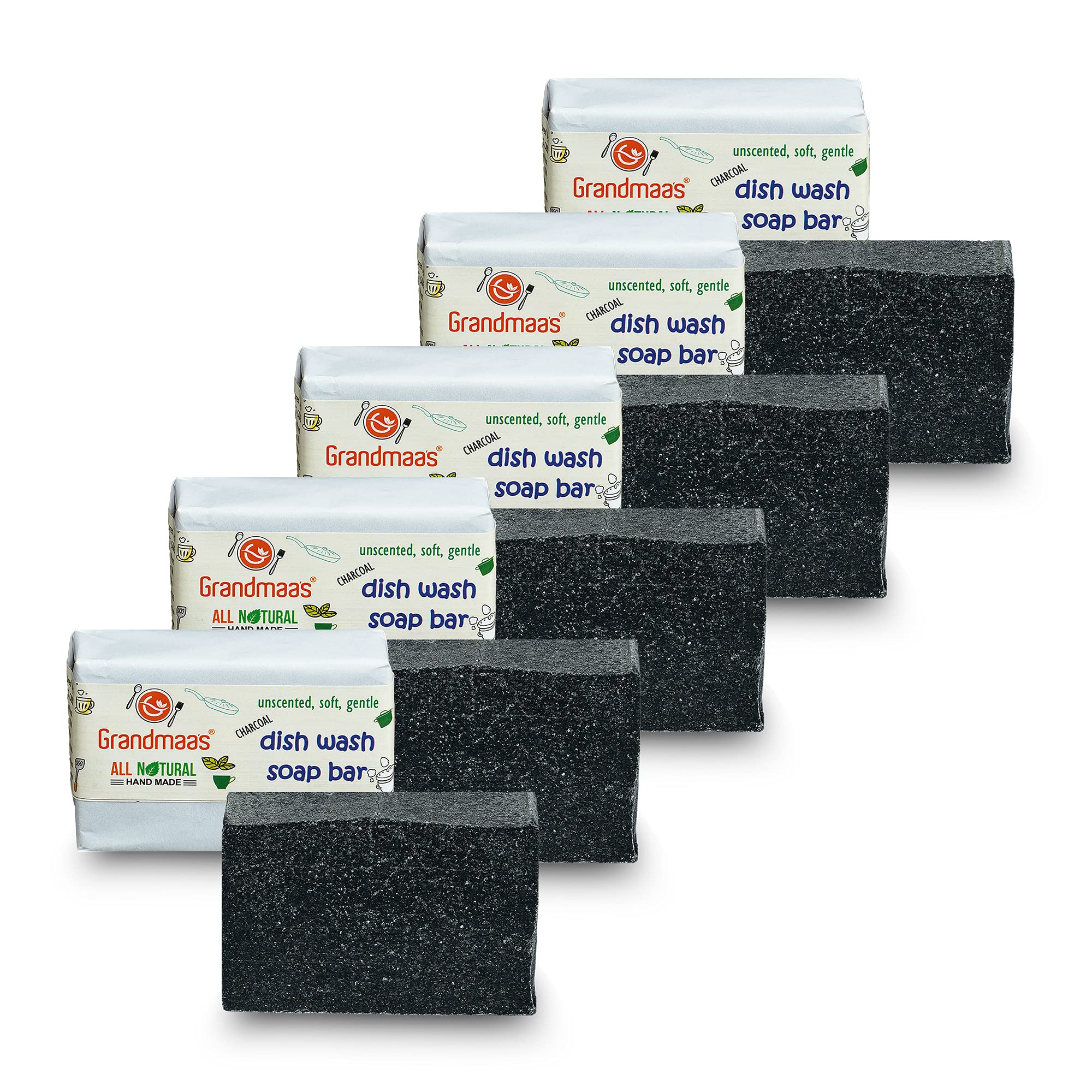 Grandmaas Natural Dishwash Bar (100 g X 5 pack) - Unscented, Soft Dish Washing Soap Bar - Eco-Friendly Dish Wash Bar Soap - Vessel Safe Dish Wash (B08W36SRNJ) Amazon Price History, Amazon Price Tracker