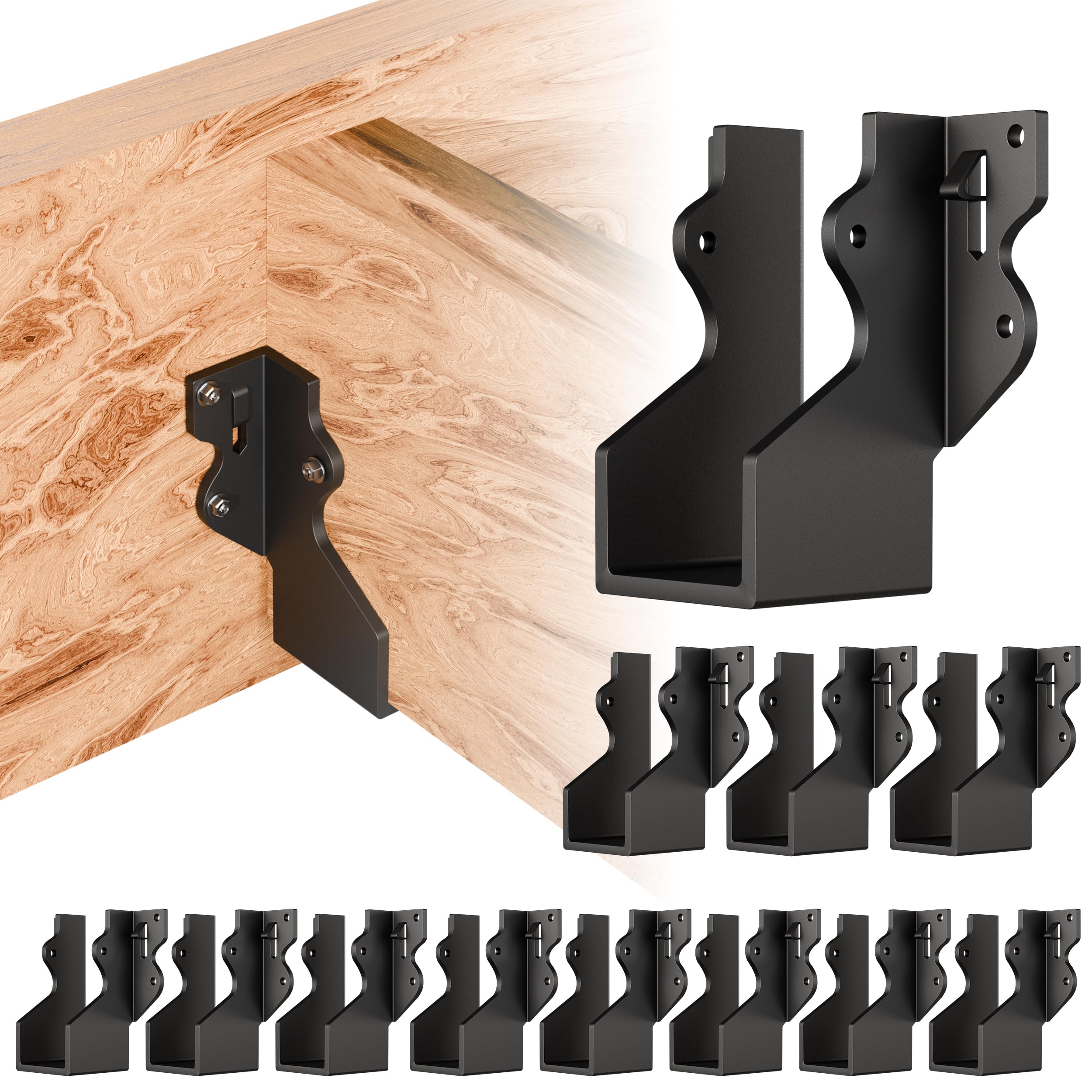 Black 2X4 Joist Hanger Heavy Duty 14 Gauge LU24 Black Face Mount Joist Hangers for Rafter Hurricane Ties Joist Hangers, Tie Brackets for Floor Deck and Ceiling Trusses -12 pk