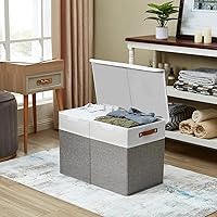 Vista 6 de Caja grande de almacenamiento de juguetes con tapas, organizador plegable y resistente de almacenamiento para bebés, para niños, niñas, sala