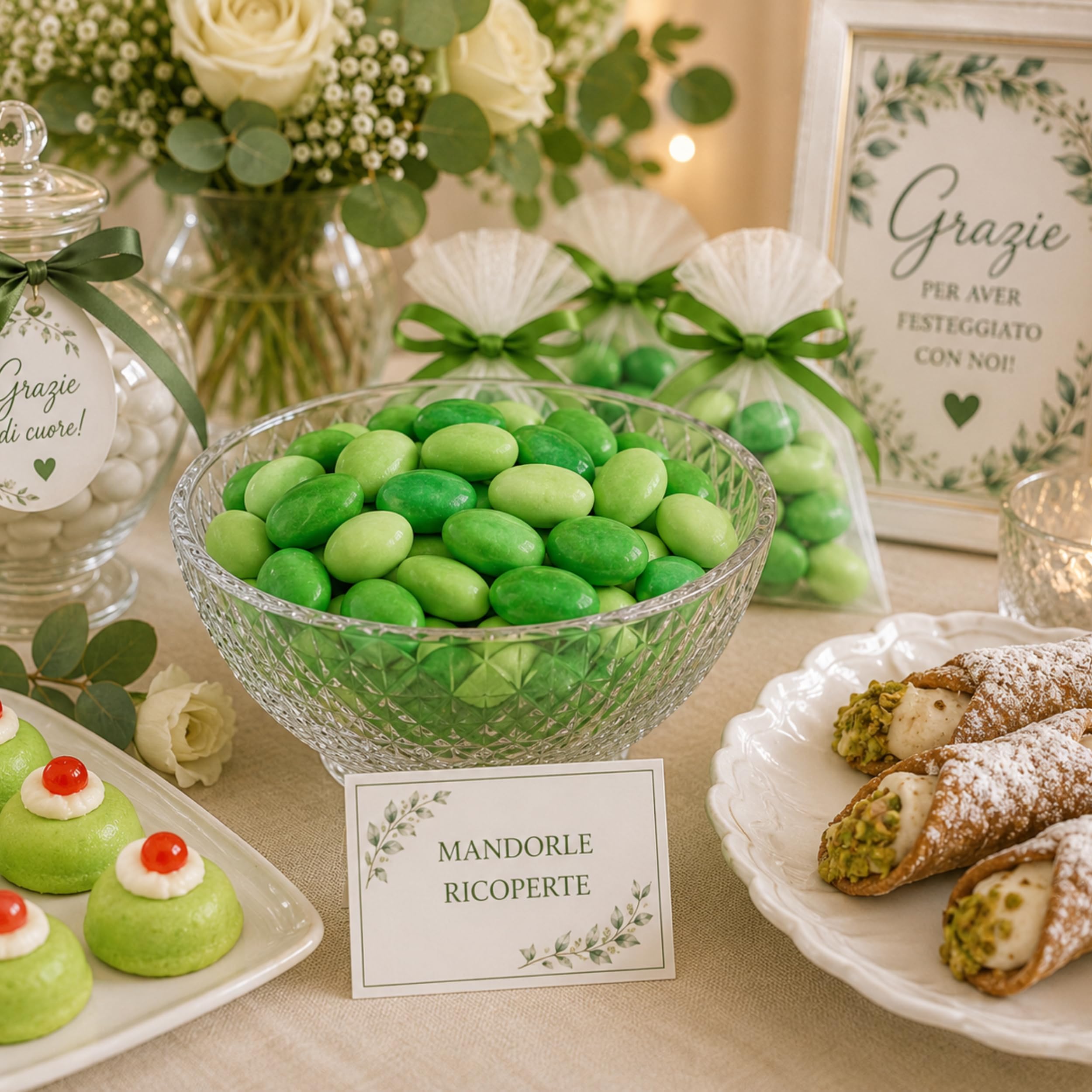 EinsSein 1kg Dragees amandes au chocolat Mélange de saveurs Mix vert brillant | ca. 160 pièce Dragées Mariage Baptême Communion Célébrer Fête Candybar | cadeaux d’invités | Amandes | Badem sekeri