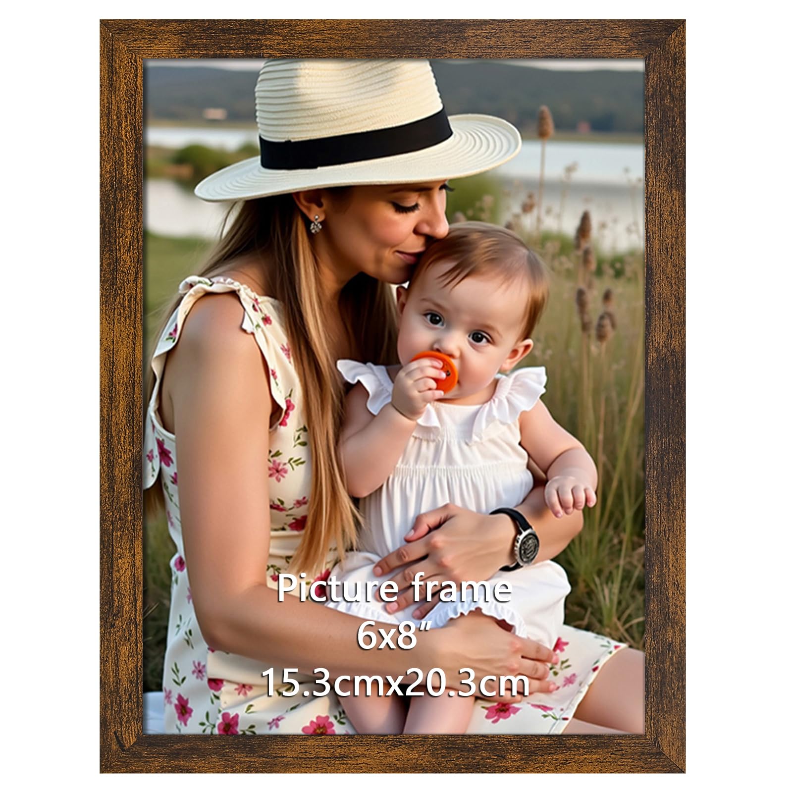 Ditwis 8x6 Photo Frame Brown, Classic Picture Frame for Living Room, Bedroom and Office, Wall or Desktop Display, Vertical or Horizontal