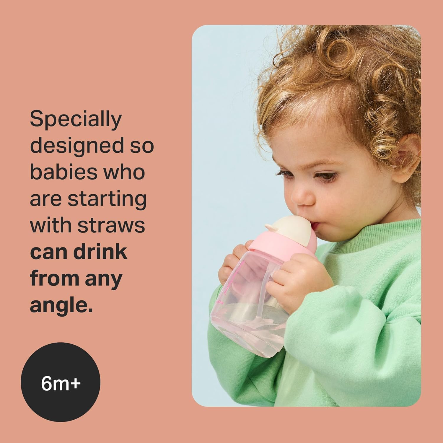 Tommee Tippee Starter Weighted Straw Baby & Toddler 10oz Sippy Cup for 6 Months+, with Silicone Weighted Straw and Easy-Hold Handles, BPA Free, Pink & Purple, Pack of 2 - Image 2