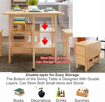 Folding Dining Table Large Table Set 4 Dining Table for 4 Persons, Dining Table Table Chair Set Dining Table Set 4 Seater