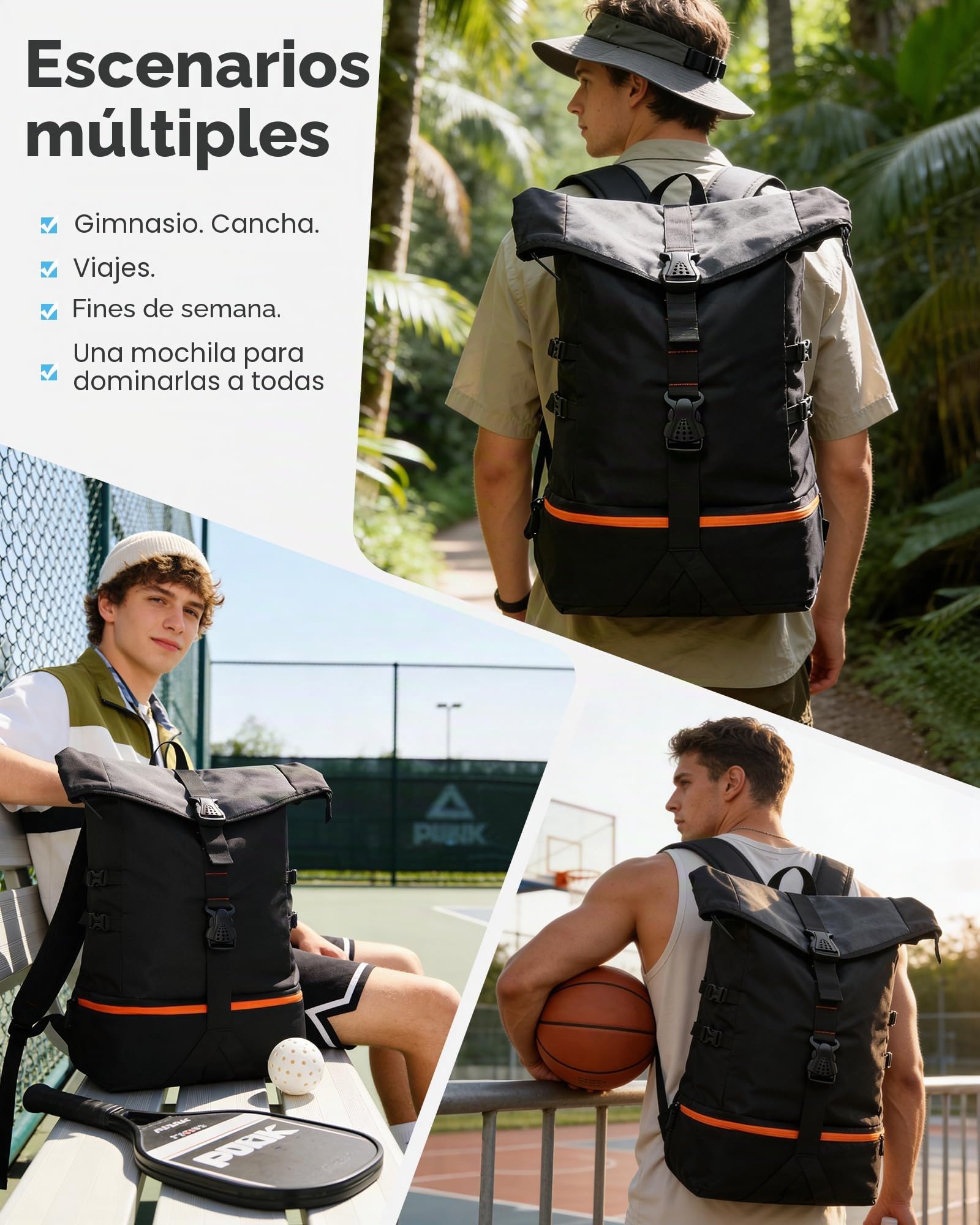 Mochila de Pickleball con Compartimento para Zapatos y Pelota, Bolsa de Pádel, Mochila de Tenis, Mochila Deportiva Impermeable para Hombres y Mujeres, Rucksack para Baloncesto, Voleibol, Fútbol