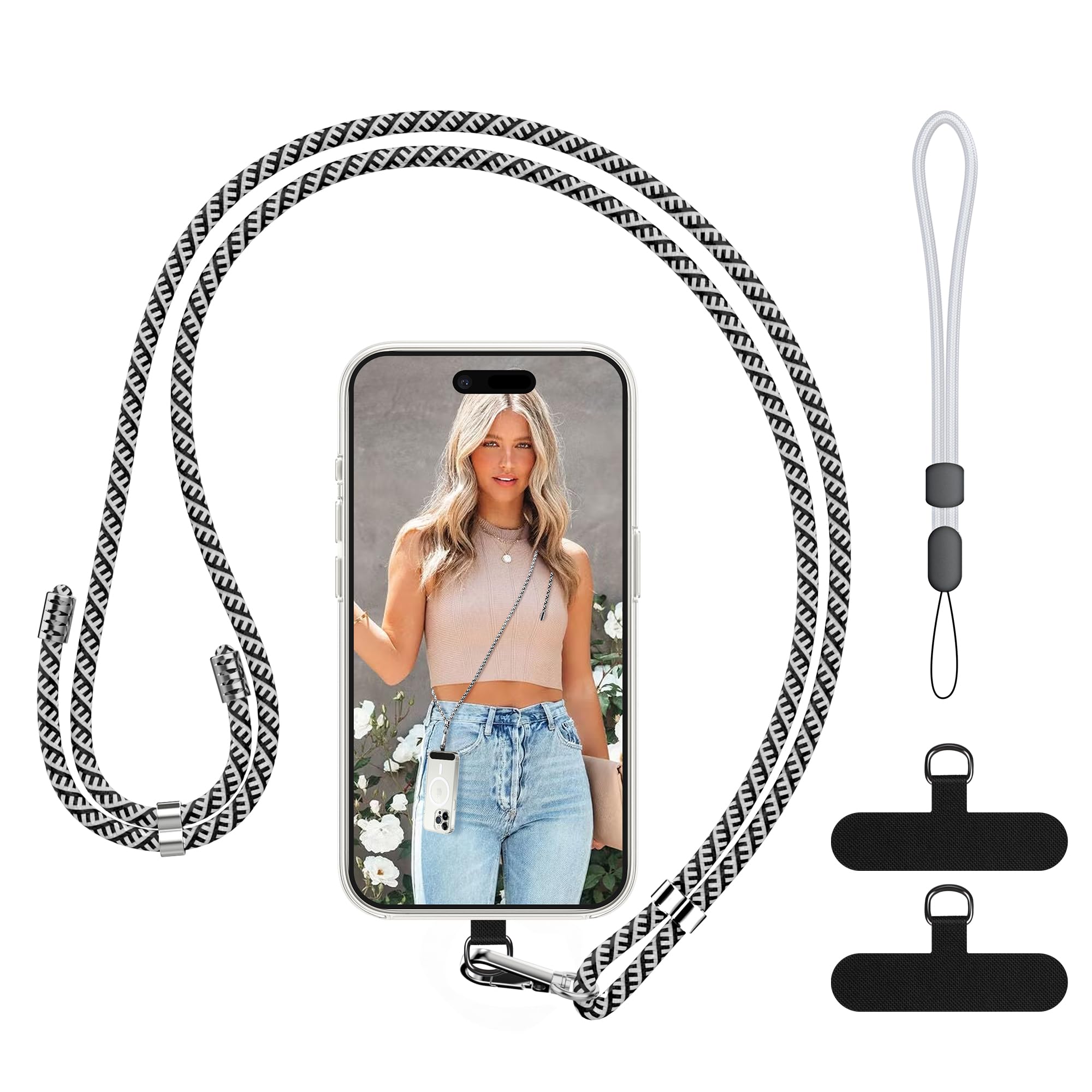 COCASES Phone Lanyard Crossbody 2 Pack Adjustable Anti-Theft Phone Strap Crossbody and 2 Pack Wrist Strap for Neck Strap iphone Lanyard Compatible with Most Mobile Phone-2 Patches — view 11