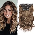 Clip in Hair Extensions - 14 Inch Wavy Synthetic Hair Extensions Clip ins (Color: 22H10)