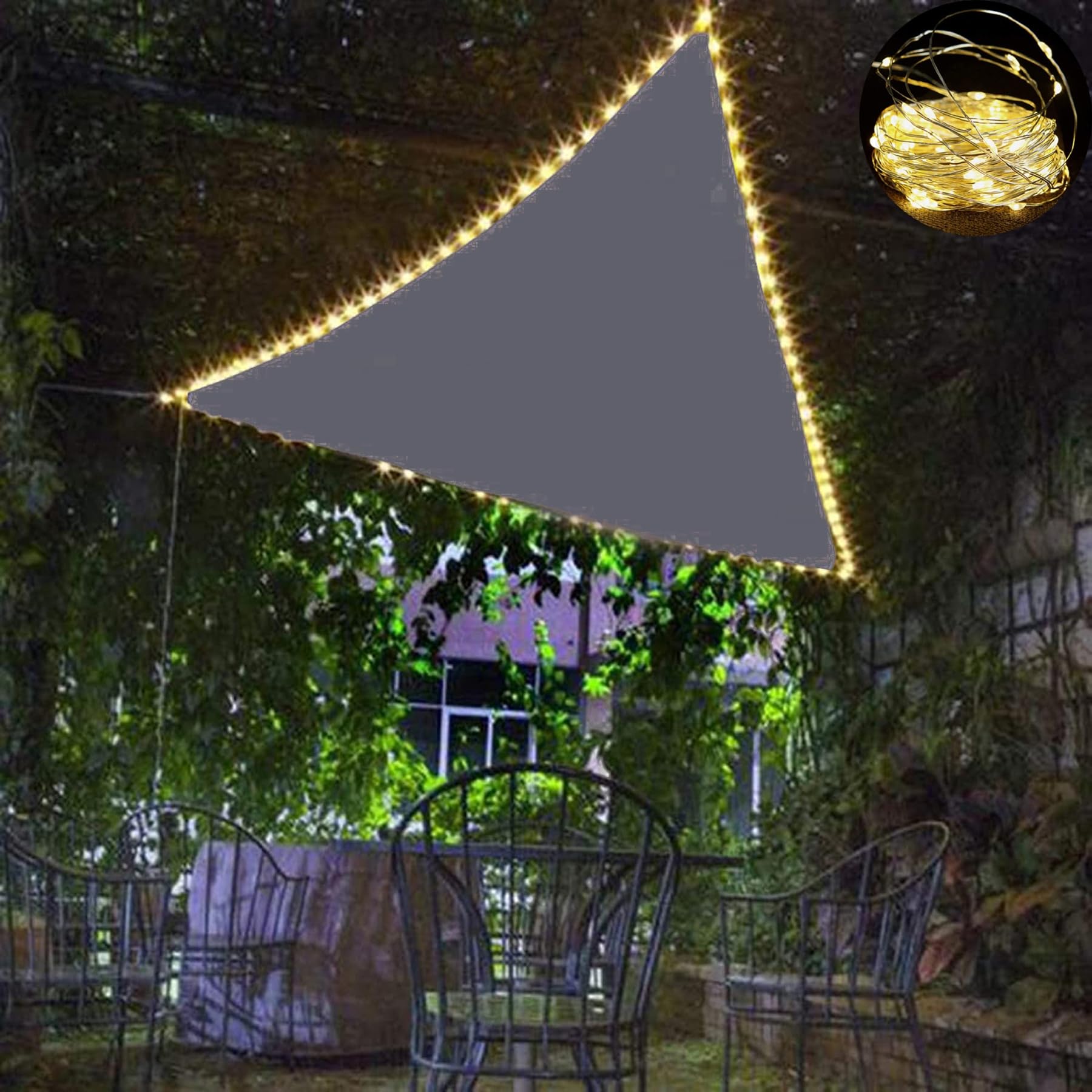 florabest sonnensegel mit led AdeptT Wasserdichtes Dreieck Lichterketten Kostenloses Seil Atmungsaktive Anti-UV-Sonnensegel Wasserdichtes Sonnensegel,3.5 * 3.5 * How to use a ModelNumber=E3636 Felgentiefe:88mm