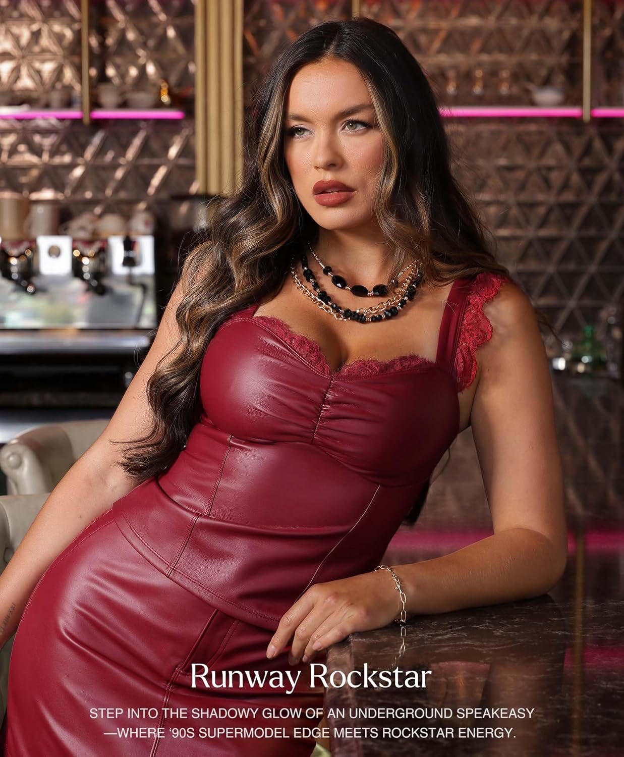 Popilush Leather Top Tummy Control Lace Corset Going Out Club Tops for Women Concert Outfits - Image 2