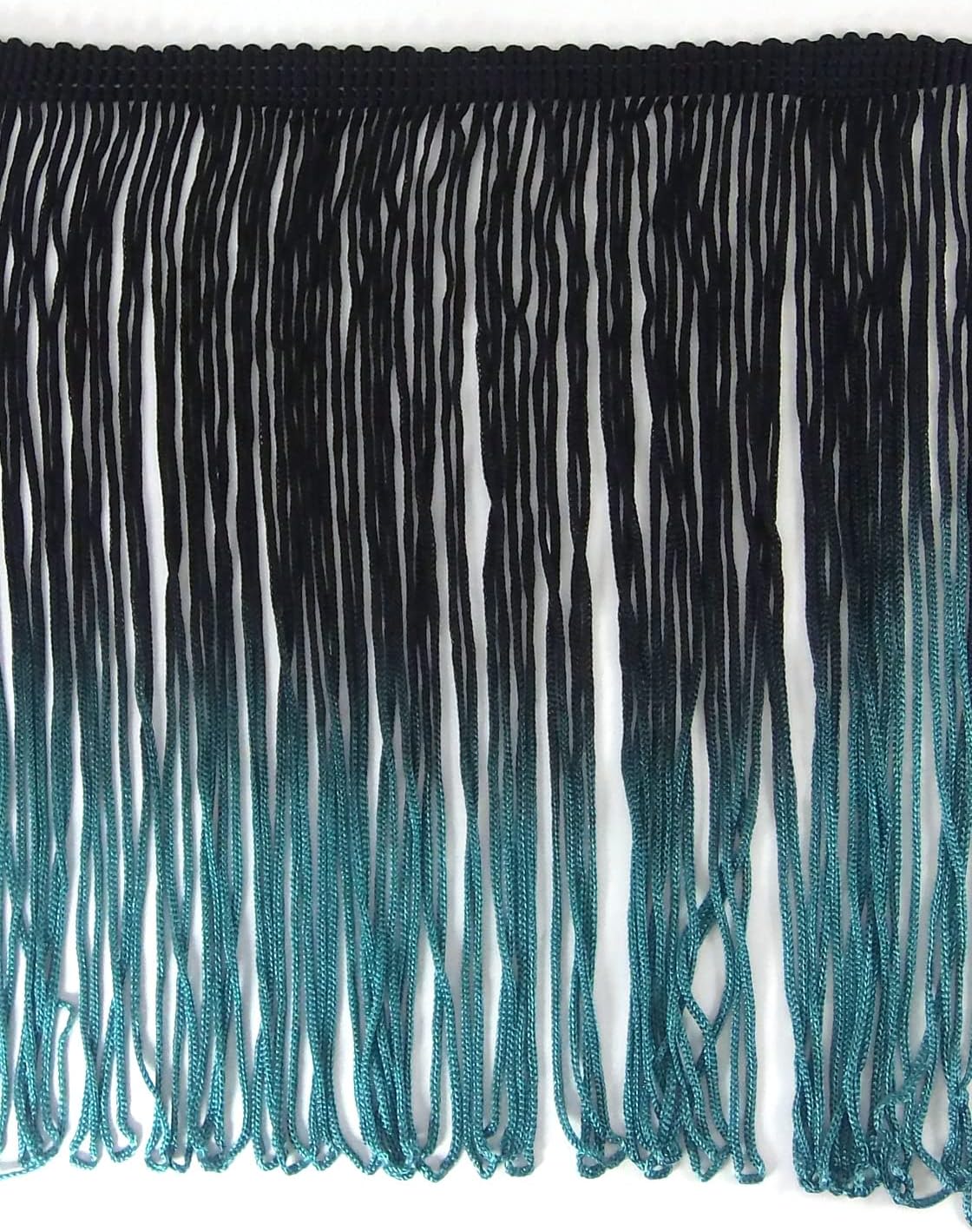 5 Yards Tie Die Ombre Multicolor Chainette Thread Yarn Tonal Loop Fringe- Sewing Renaissance Dance Hawaiian Costumes Outfit Drapery- 7" Long- Hand Dyed- Black Teal Green Shades