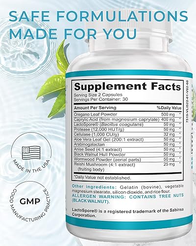 Miniatura 4 de Candida Cleanse Detox para mujeres y hombres con ácido caprílico, semilla de anís y extracto de hoja de orégano  Apoyo Candida para un equilibrio