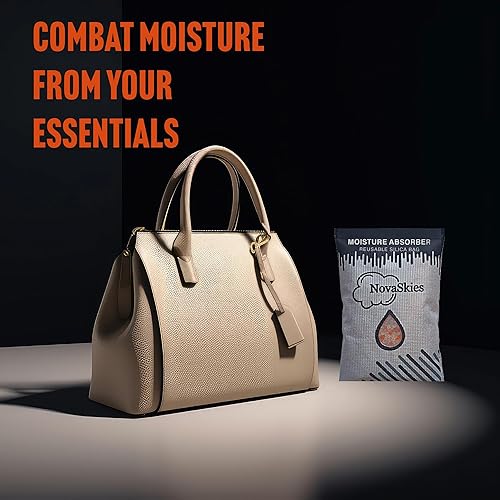 Miniatura 6 de Paquete de 2 desecantes absorbentes de humedad de alta calidad, 7.05 oz, paquete de 2 bolsas reutilizables de gel de sílice indicador, color