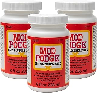 Gloss Waterbase Sealer, (Pack of 3) 8 oz Glue & Decoupage with A Gloss Finish- (Pack of 3)