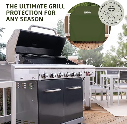 Vista 27 de Cubierta prémium para parrilla para todo tipo de clima, 44 pulgadas, doble capa de tela oxford 600D, 100 % impermeable, para parrilla a gas