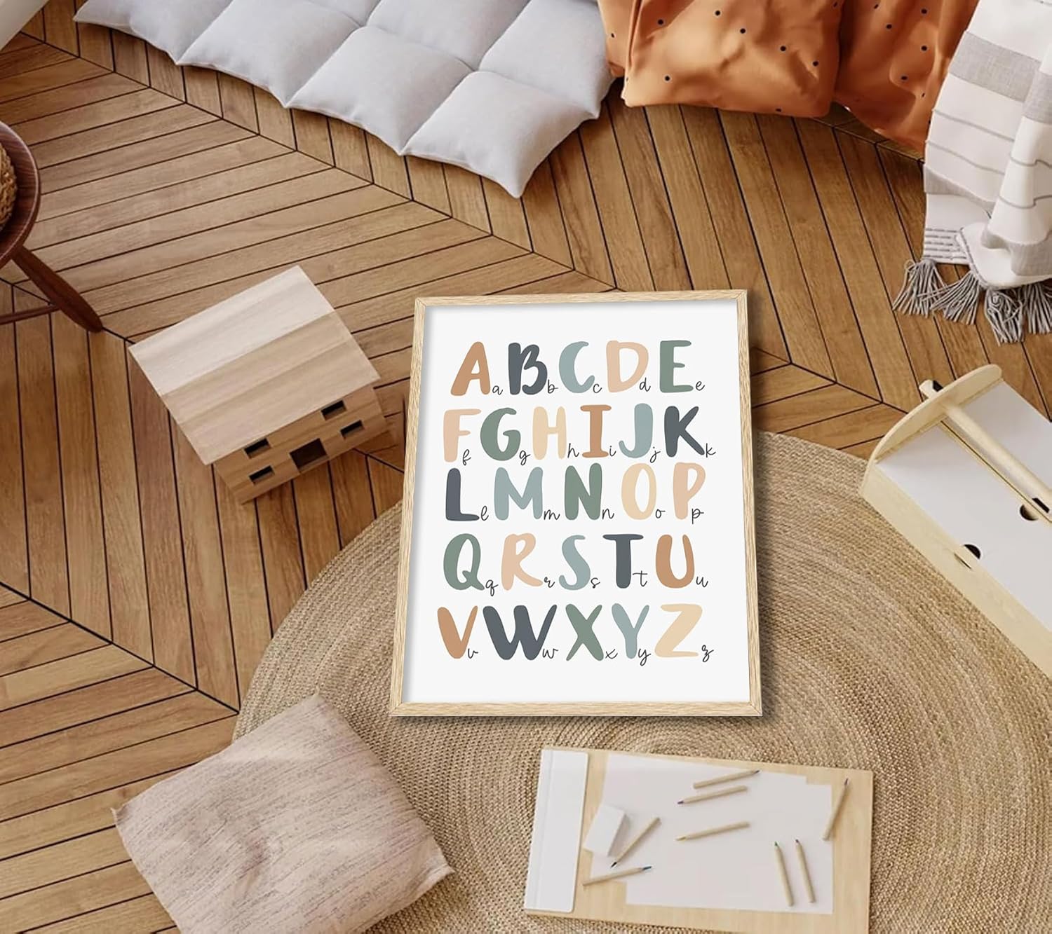 3pcs Kids Playroom Poster wall art, Alphabet Playroom Painting Picture Wall Decor, ABC Nursery Poster Print Artwork for Nursery, Toddler, Boys, Girls Room Classroom, Home Decoration 16x24in