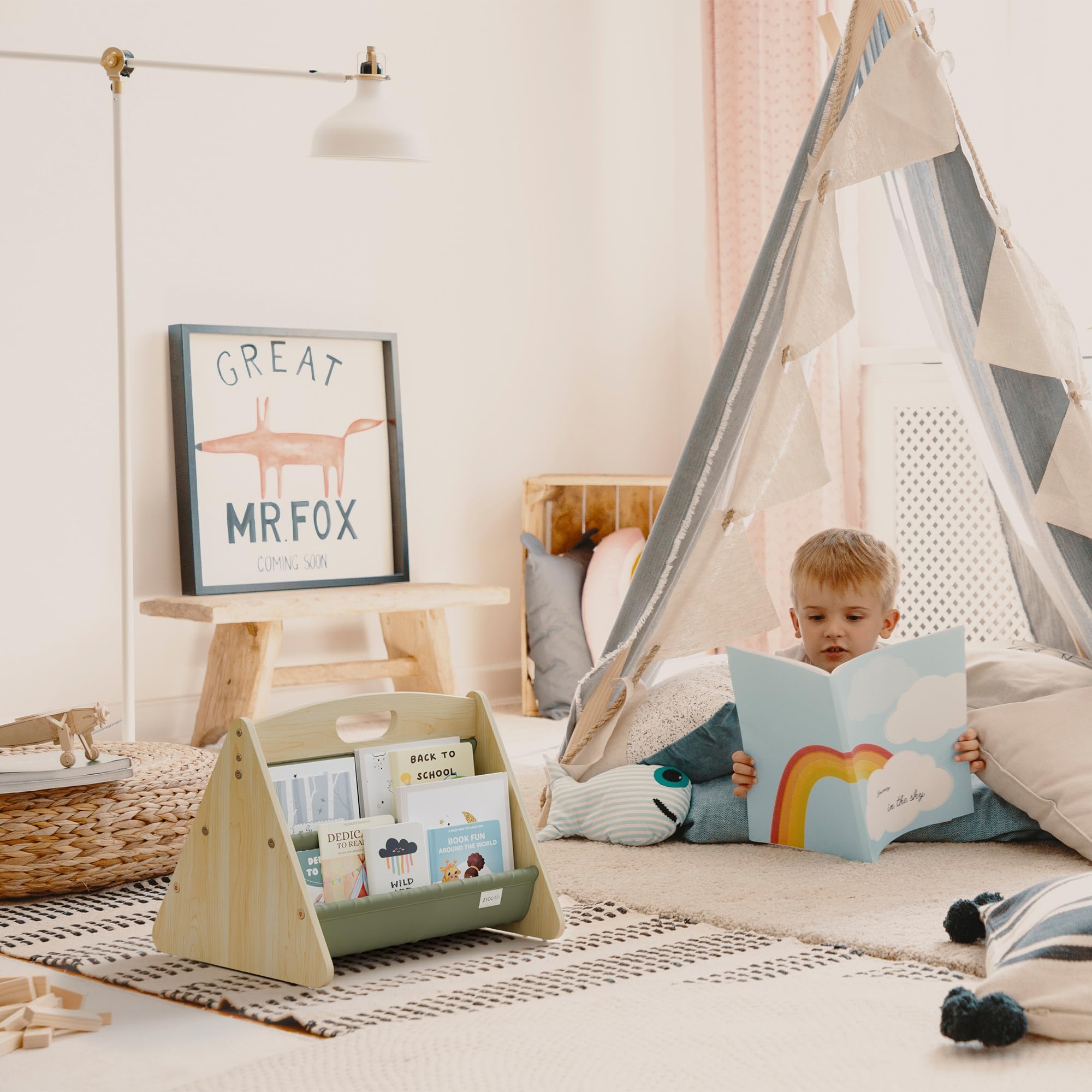 Estantería decorativa para niños pequeños y niños – Hermoso estante Montessori para mostrar todos los libros para tu pequeño – El organizador de guardería perfecto para el dormitorio de tu bebé/niño y 8