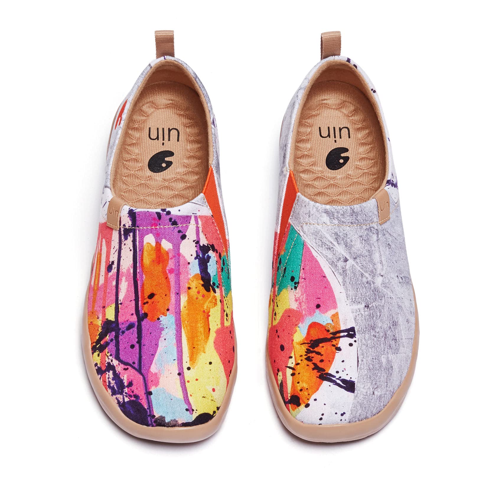 UINWomen's Art Painted Travel Shoes Slip On Canvas Casual Loafers Lightweight Comfort Fashion shoes