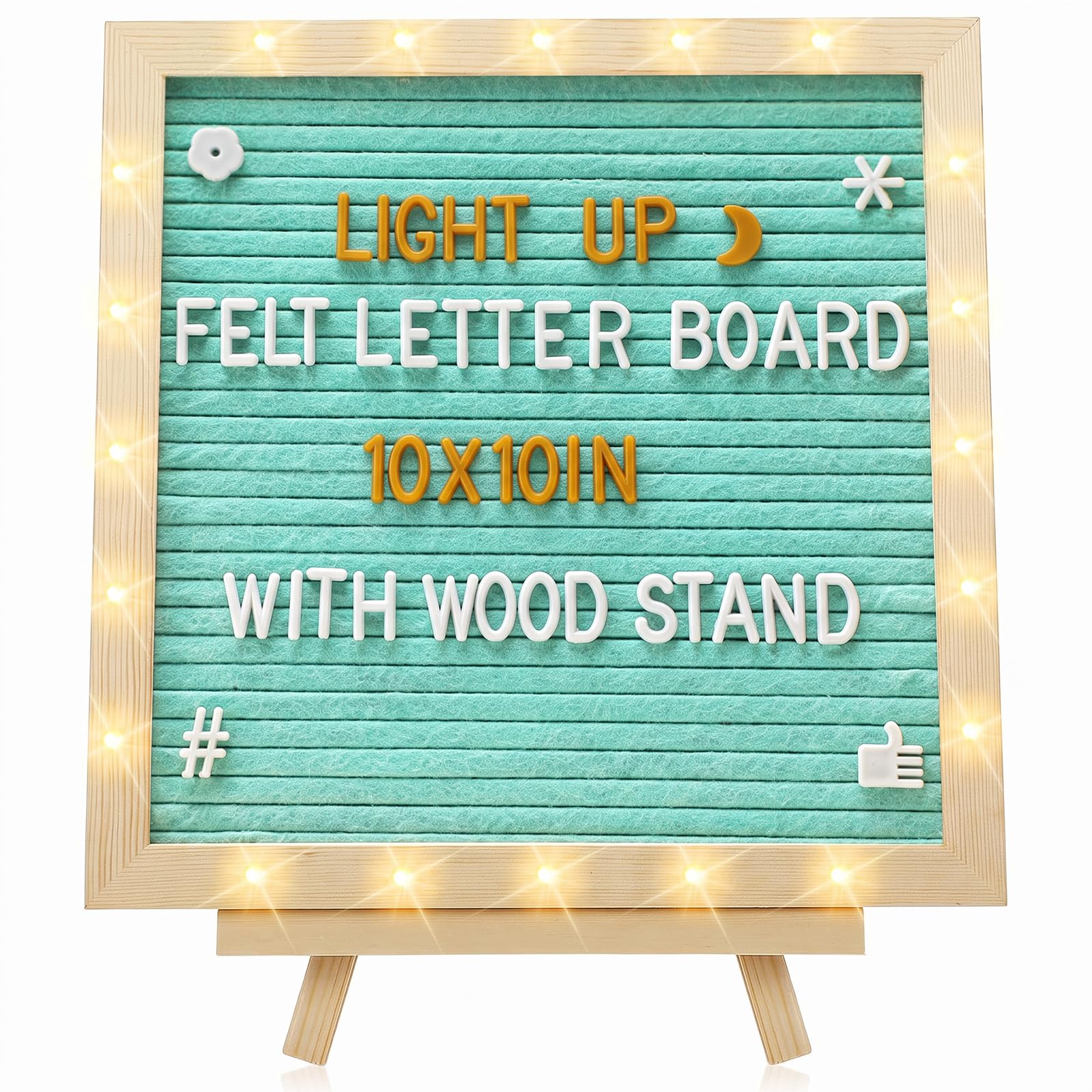 10"×10" Felt Letter Board with LED Lights &amp; Stand for Halloween Party Decor