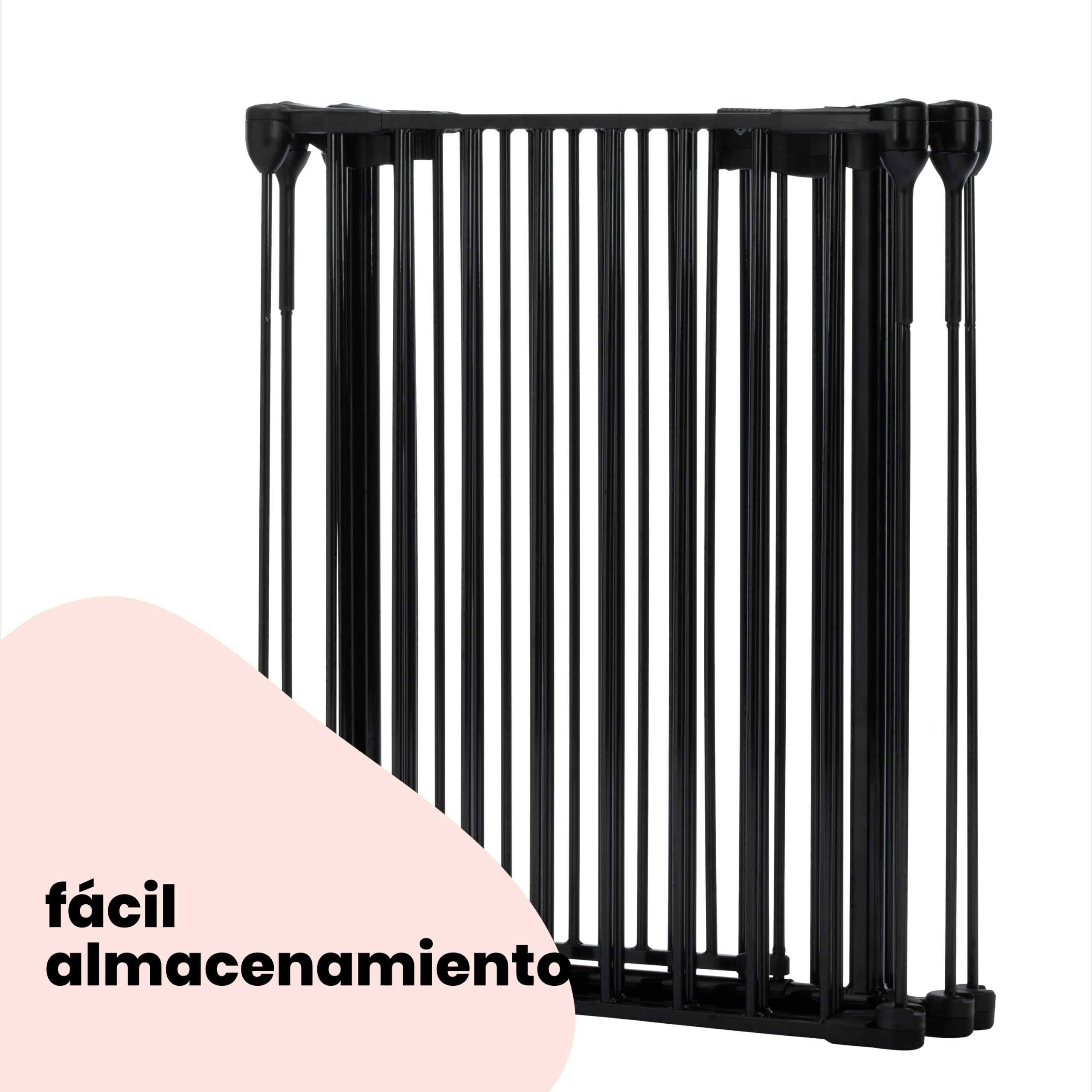 Safety 1st Modular 5 Panel barrera seguridad, 64-296 cm, 1 mano, Black | barrera seguridad niños escalera extra ancha, para espacios irregulares, cierre extra seguro, instalación rápida