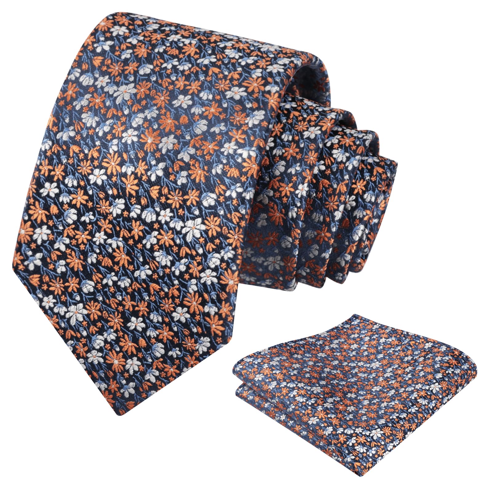 Alizeal Mens 3.15'' Floral Tie with Pocket Square