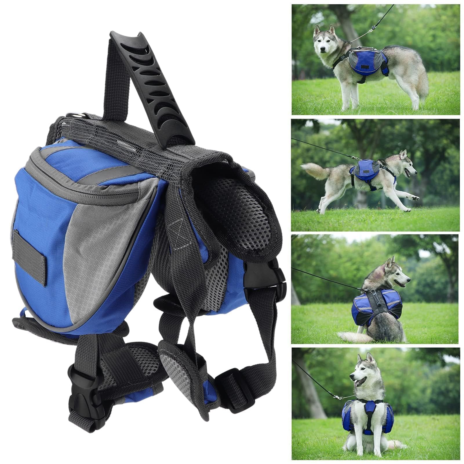 Cyrank Doggy Backpack Harnais,Sac A Dos pour Chien Camping Saddle Bag Doggy Randonnée Sac À Dos avec Ruban Réfléchissant Sac A Dos Chien Sac De Voyage pour Petits, Moyens Et Grands Chiens(L)