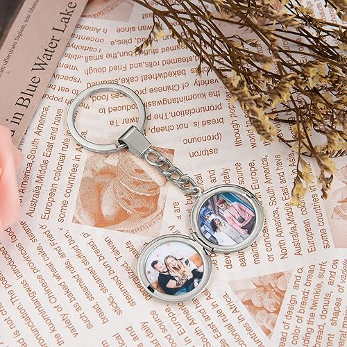 Miniatura 5 de Llaveros de pareja de acero inoxidable personalizados, con medallón que sostiene fotos para parejas amantes