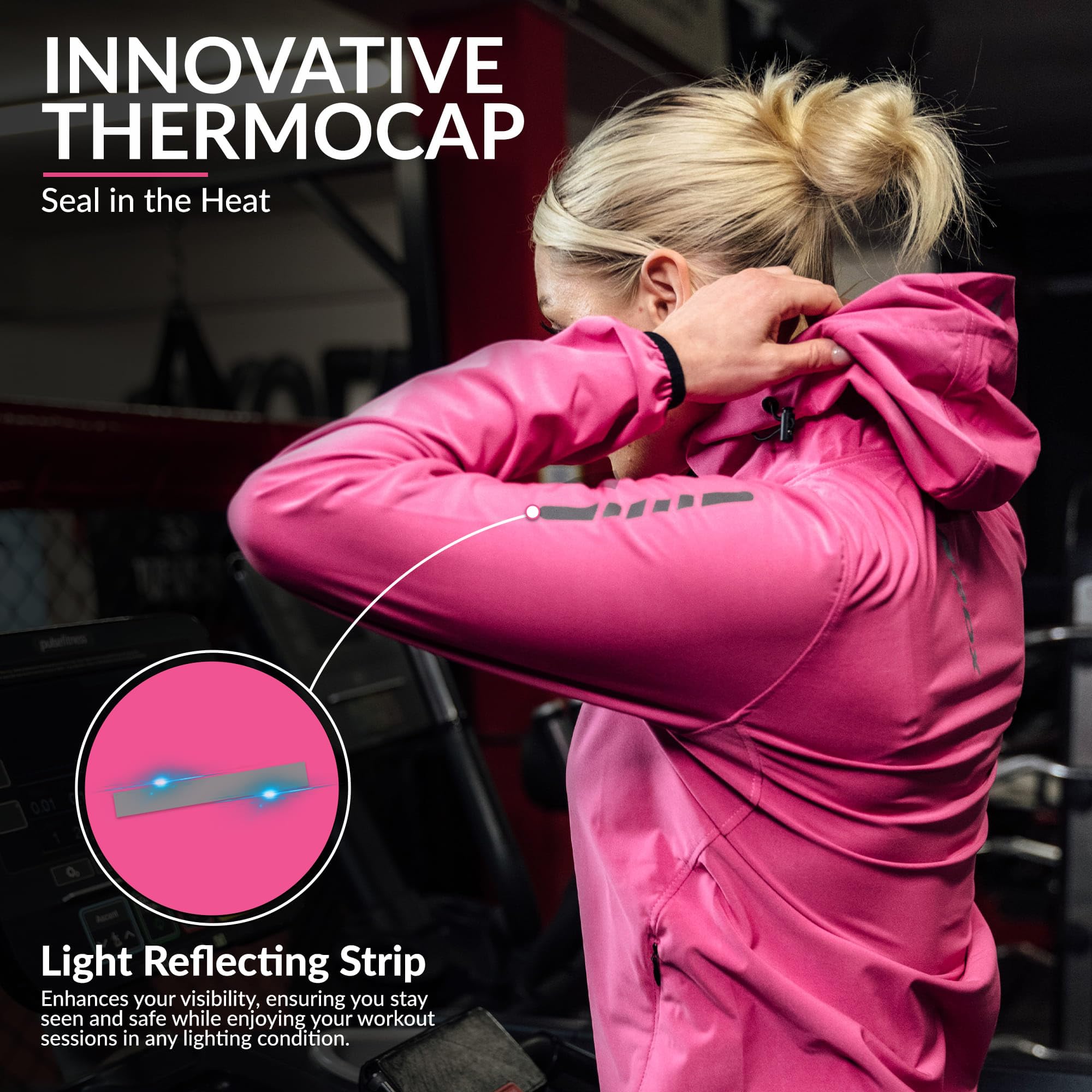 RDX Traje Sauna Mujer Adelgazante, Cumple con Reach Oeko Tex 100 Certificado Sudor Chándal con Capucha, Trajes Sudoración Deportiva Fitness Boxeo Yoga Running Gimnasio, Conjunto de Pantalón Superior