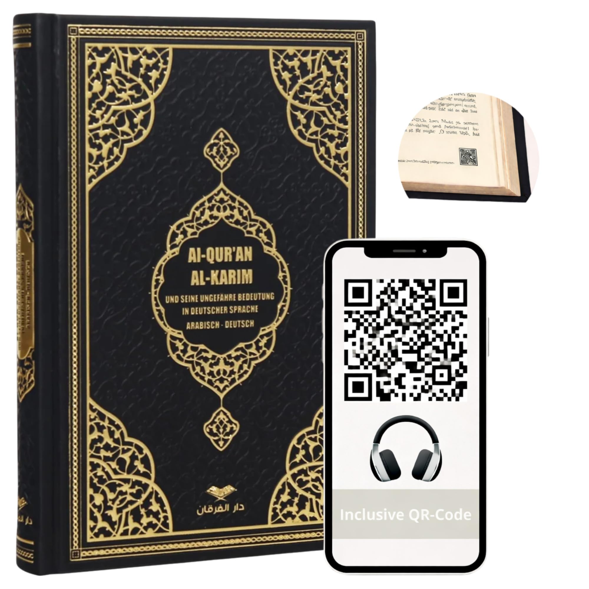 Der edle Koran – Arabisch-Deutsch | Übersetzung von Abu-r-Ridâ Muhammad Ibn Ahmad Ibn Rassoul | 17×24 cm | 616 Seiten | Termo-Leder, Goldschnitt, Hochwertige Ausgabe (Black)