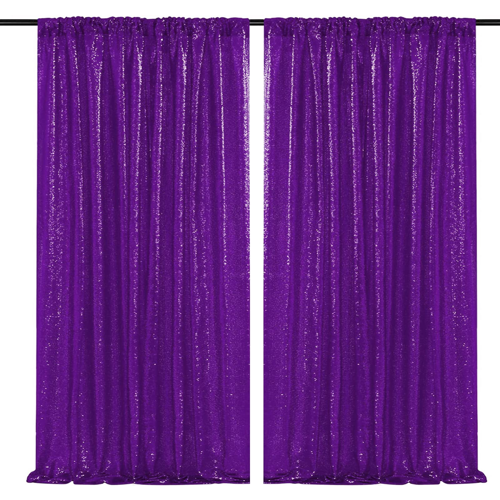 JYFLZQ Purple Sequin Backdrop Curtains 2ft x 8ft 2 Panels Glitter Photo Booth Backdrops Sparkly Photography Background Drapes for Parties Wedding Bridal Showers