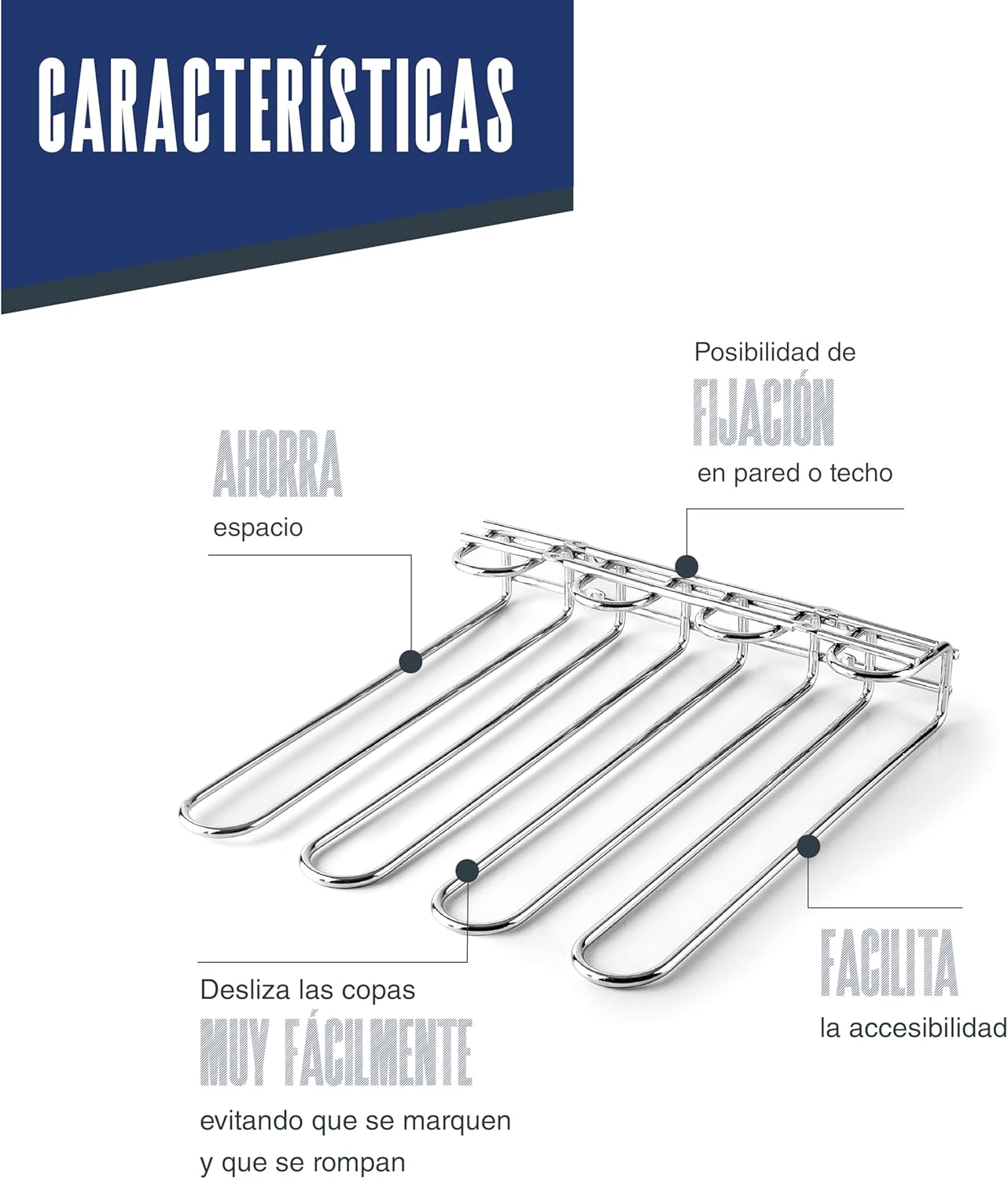 LACOR - 62254 - Due Drink Holder, Capacity for 12 Glasses, Ceiling or Wall Mounting, Iron, Colour Metallic Grey, 29 x 31.5 cm