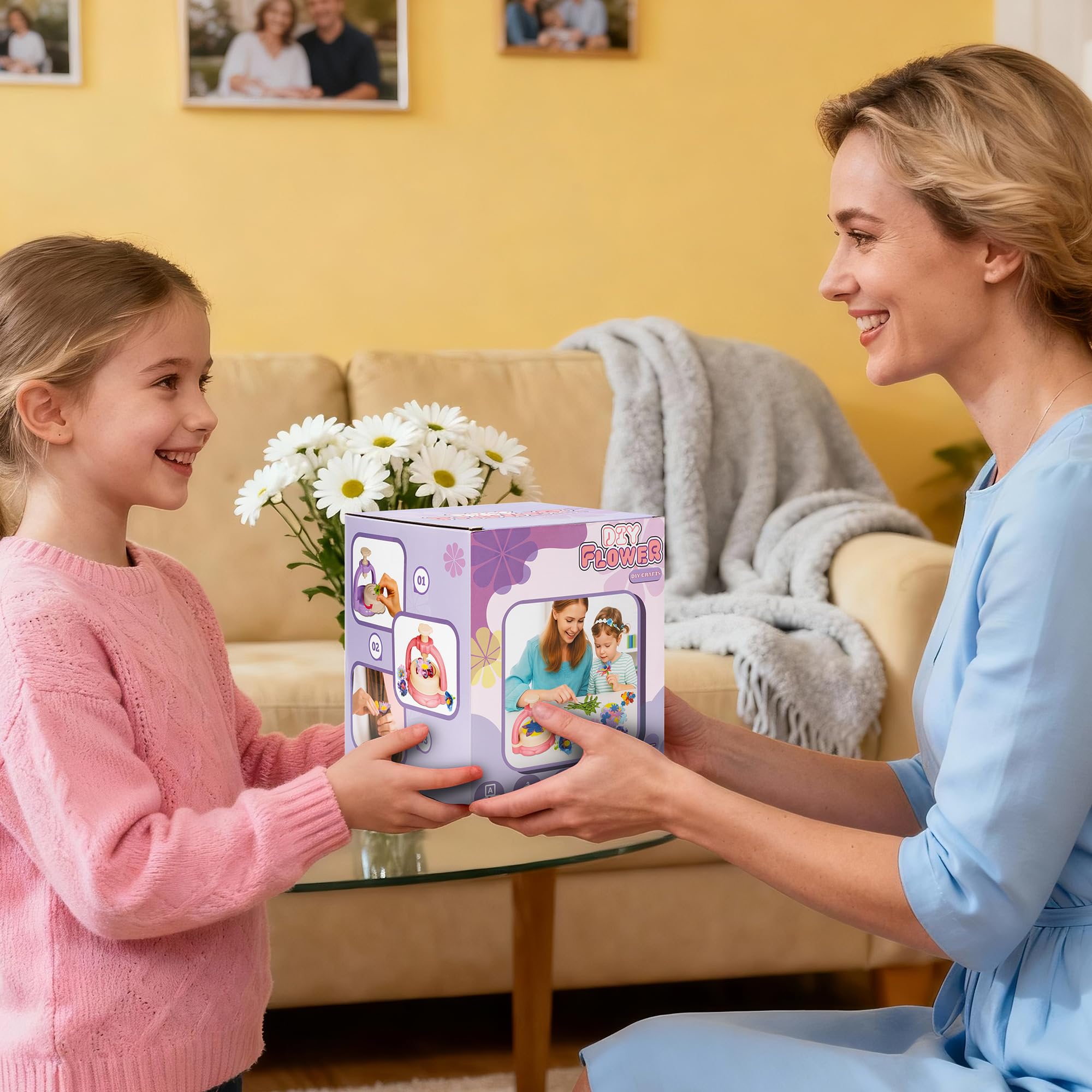 269 Stück Blumenpresse Bastelset mit Blumenmaschine Blumenkunstpapier, Kreatives DIY Schöne Stoffblumensträuße Blumen Spielzeug Kunsthandwerk für Mädchen Jungen Aktivitäten Geburtstagsgeschenk, Rosa
