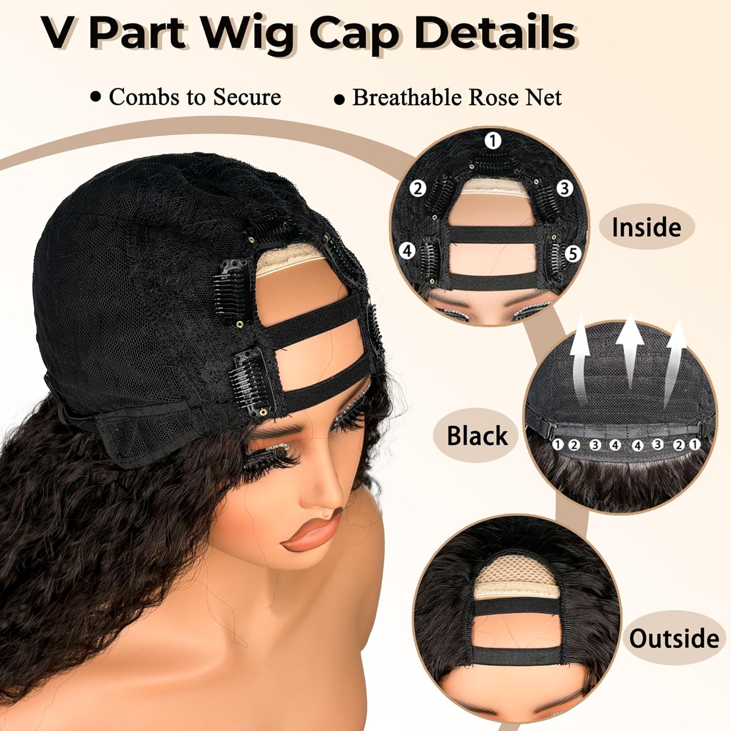 Afro Curly V Part Half Wig Synthetic U Part kinky straight Hair Texture with Unique Bouncy Curls End 24 Inch Natural Black Heat Friendly Afro Wigs for Black Women No Leave out Clip in