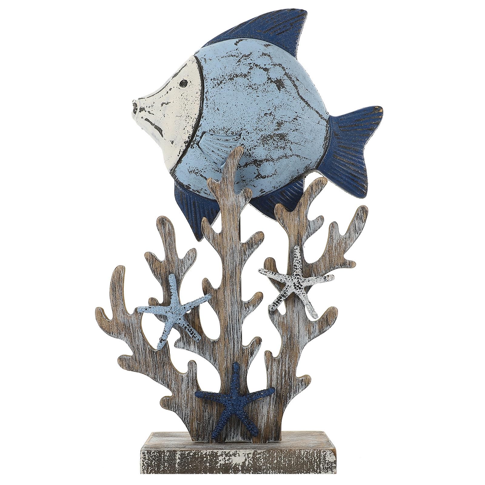 Poisson en bois sculpté GALPADA, cadeau idéal pour décoration de table estivale