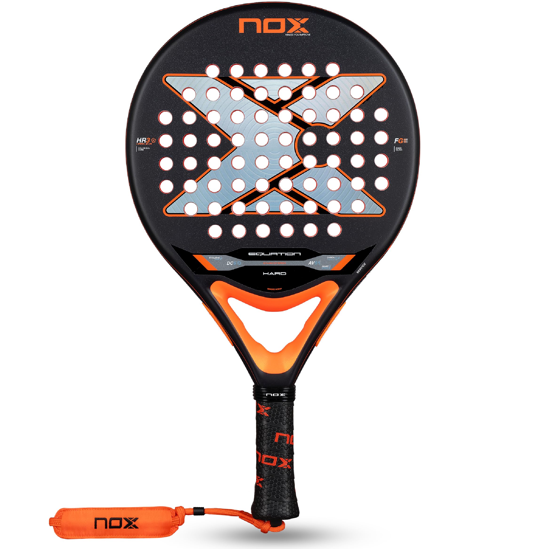 NOX Padel Racket Equation Hard 2026 | Professional Round Shape Pala Padel | Anti Vibration System AVS with Spin Technology & Dual Roughness | Hard Paddle Racket for Precision & High Durability
