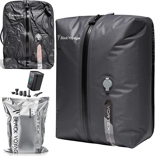 Black Voyage - Bolsa de viaje reutilizable de compresión al vacío para maleta de mano y mochila, reciclada, impermeable IP67, ahorro de espacio