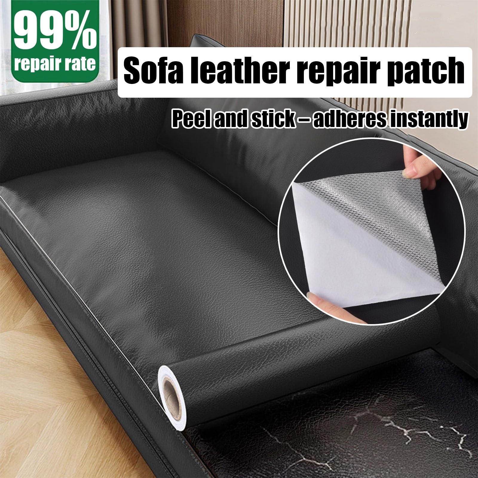 Parche de reparación de cuero autoadhesivo para sofá, barco, asiento, silla, bolso (estilo 3,50 x 138 cm)