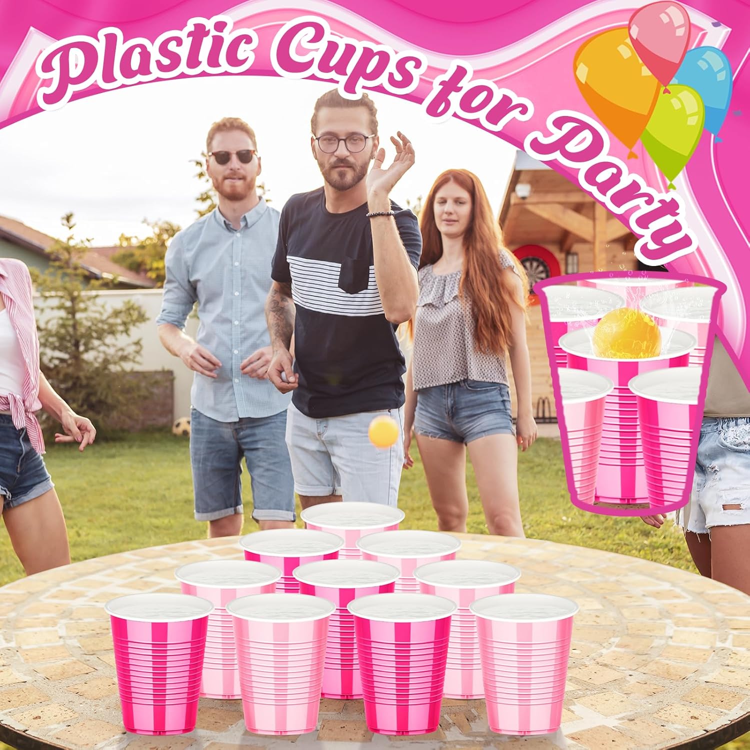 KesaPlan 100PCS 18 oz Plastic Cups, Party Cups Light Pink and Hot Pink Cup Disposable Drinking Cup Bulk For Bachelor Party Valentine's Galentine's Day Wedding Birthday Celebrations - Image 6