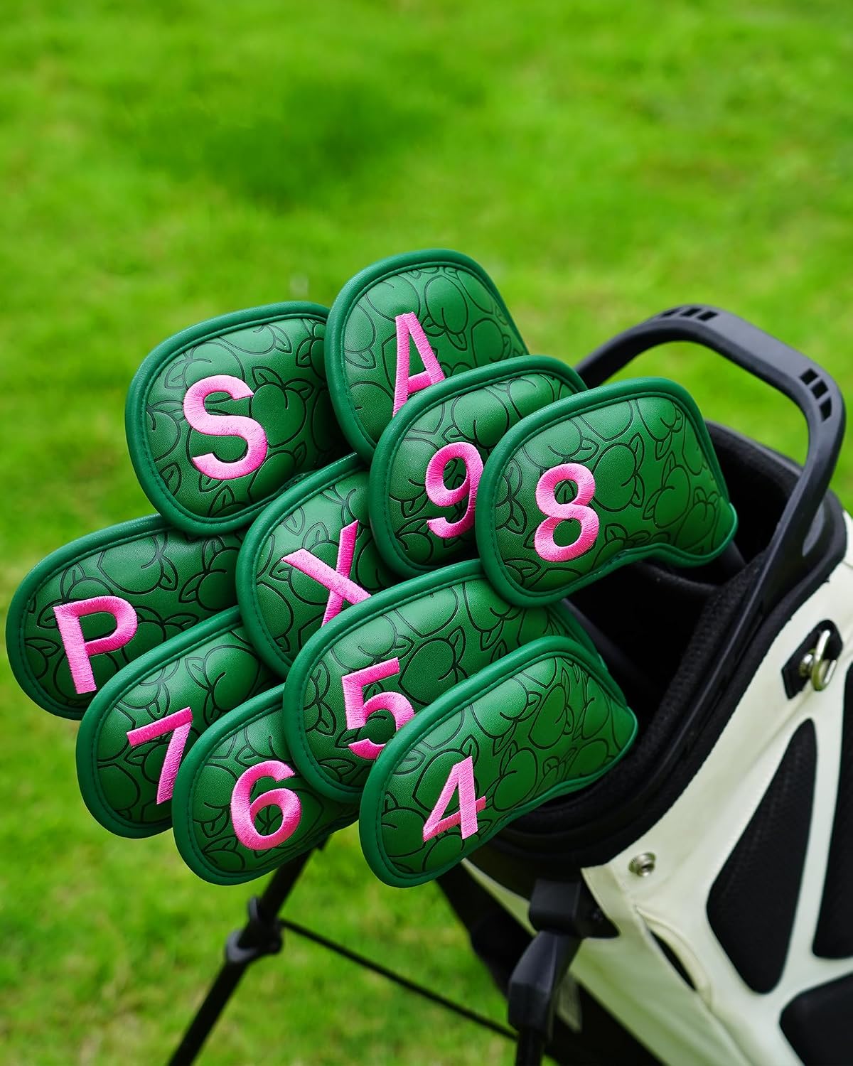 Big Teerth Golf Iron Covers Magnetic, Iron Covers for Golf Clubs, Tournament Peaches Themed Golf Iron Head Covers, 10-Piece Set of Golf Iron Covers for Men Women